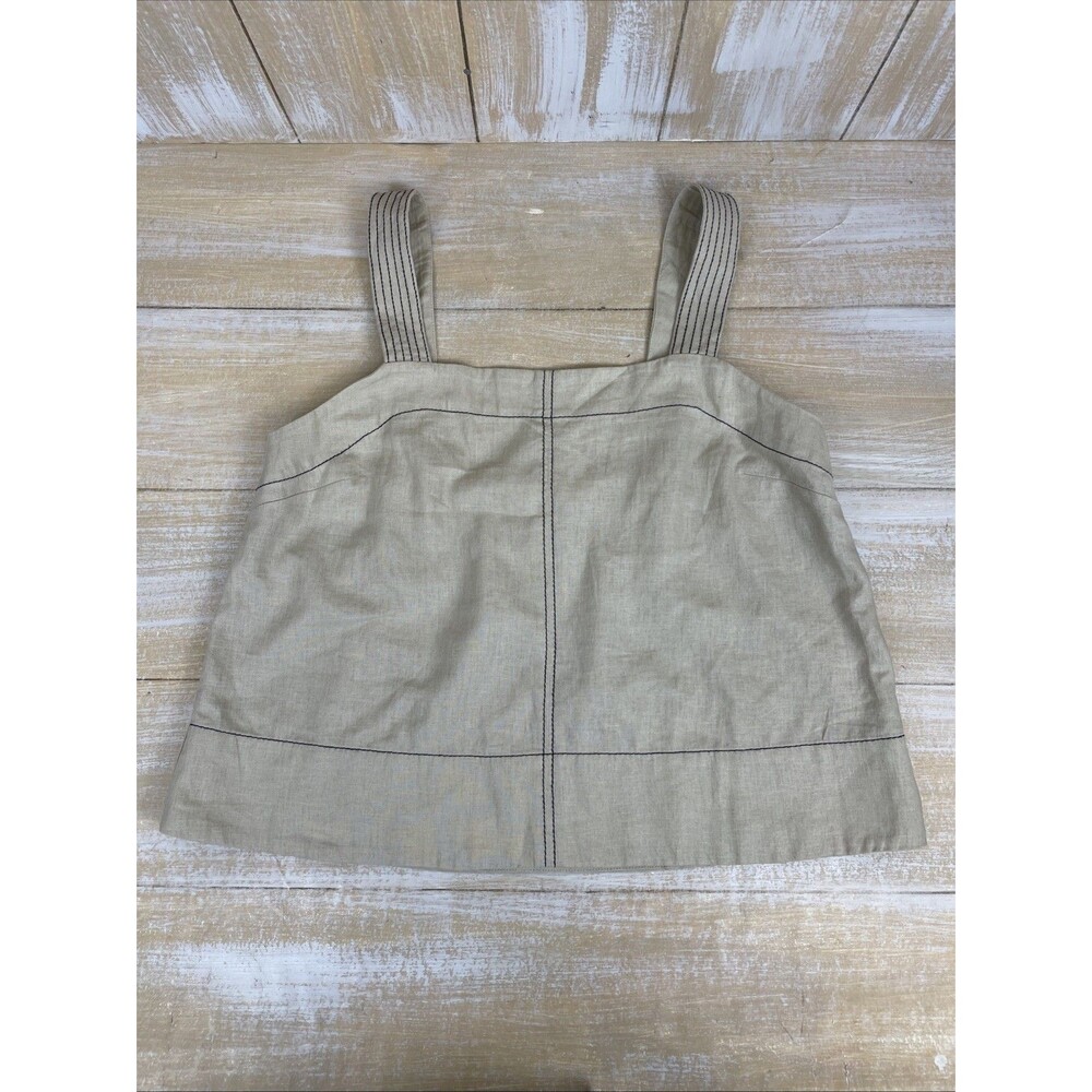 NWT Banana Republic Tan Linen Blend Crop Top Women’s Size M Square Neck Tank